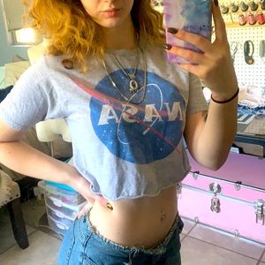 NASA graphic crop top